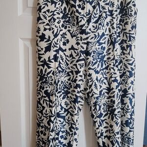 ELAINE ROSE Blue and White Floral Pants